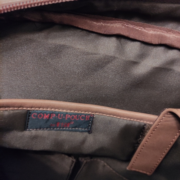 HIT Tech Soft Brown Genuine Leather Laptop Computer Shoulder Bag Organizer - Picture 10 of 16